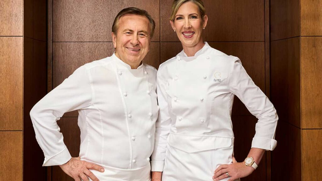 Das Bild zeigt die Köche Daniel Boulud und Clare Smyth
